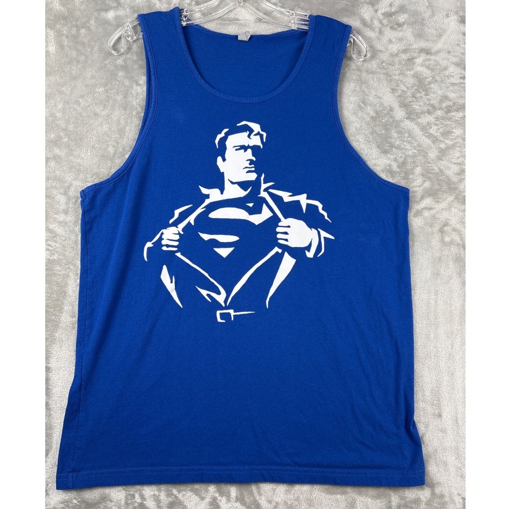 Next Level Apparel Superman Graphic Tank Top Mens Large Royal Blue DC Comics